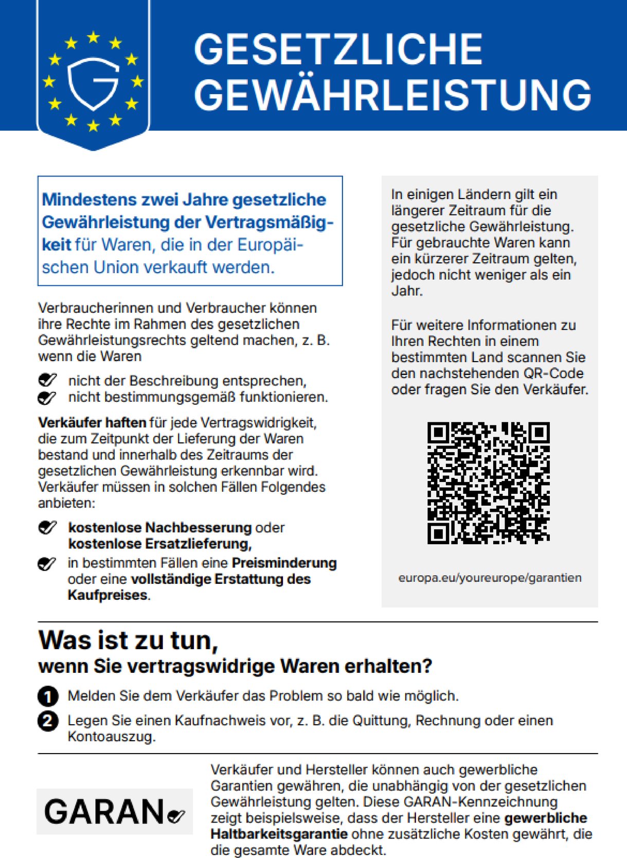 Dieser Artikel besitzt 2 Jahre Gewährleistung. Bei Problemen wenden Sie sich gerne an unseren Kundenservice 